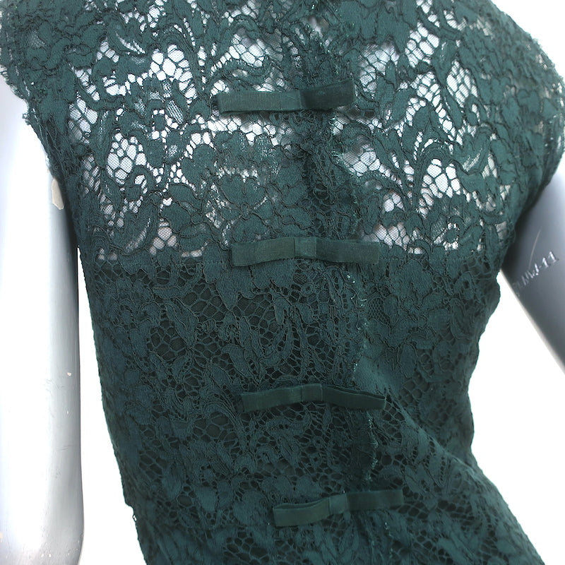 Valentino Bow-Back Lace Dress Dark Green Size 2 Sleeveless Sheath Celebrity Owned Valentino Bow-Back Lace Dress Dark Green Size 2 Sleeveless Sheath Celebrity Owned