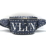 Valentino VLTN Rockstud Spike Belt Bag Navy Quilted Leather