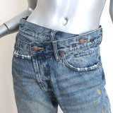 R13 Crossover Jeans Gold-Splattered Clinton Blue Denim Size 25