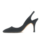 Manolo Blahnik Satin Slingback Pumps Black Size 36.5