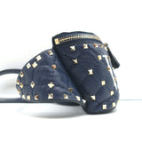 Valentino VLTN Rockstud Spike Belt Bag Navy Quilted Leather