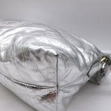 Dries Van Noten Silver Metallic Crinkled Leather Medium Crossbody Shoulder Bag