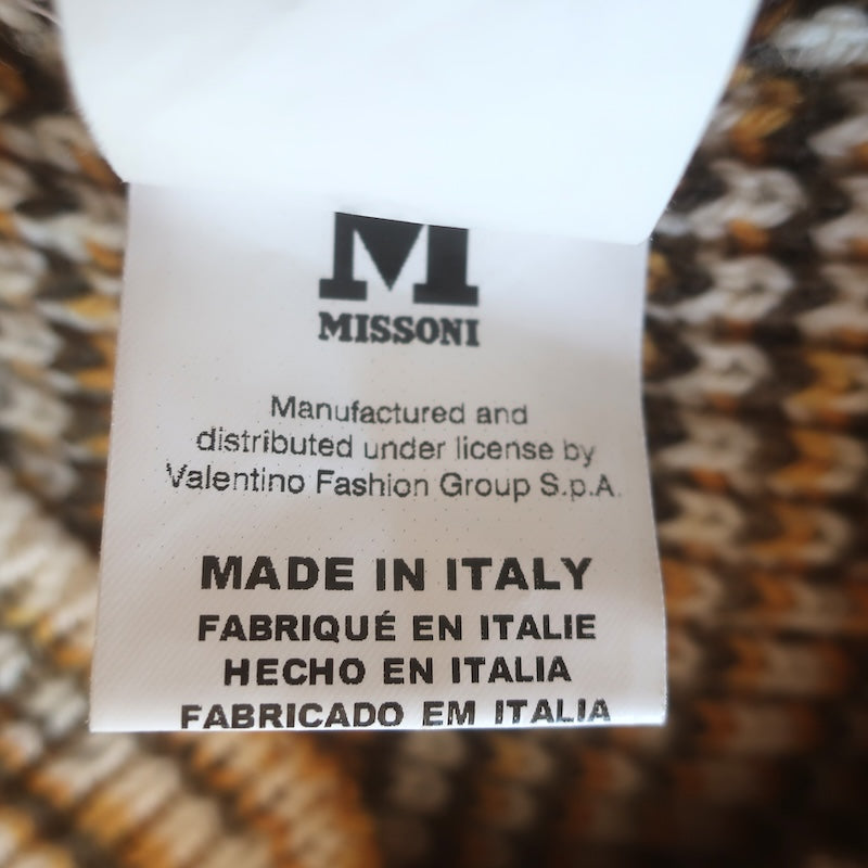 M Missoni Space Dye Striped Knit Cardigan Cream/Tan Merino Wool Size Large