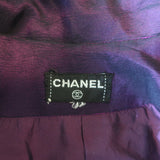 Vintage Chanel Silk Trench Coat Dark Purple Size 46 Double Breasted Jacket