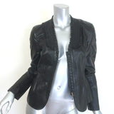 Gucci Ruffled Leather Zip-Up Jacket Black Size 42