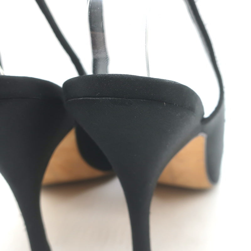 Manolo Blahnik Satin Slingback Pumps Black Size 36.5