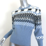 Barrie Geometric Intarsia Knit Crewneck Sweater Blue Cashmere-Wool Size Medium