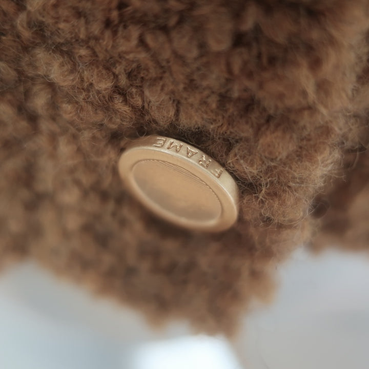 FRAME Patch Pocket Boucle Knit Cardigan Camel Wool-Blend Size Small