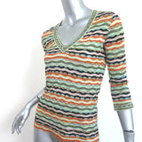 M Missoni V-Neck Top Multicolor Striped Knit Size US 8