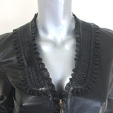 Gucci Ruffled Leather Zip-Up Jacket Black Size 42