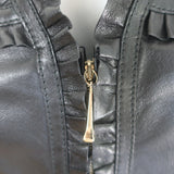 Gucci Ruffled Leather Zip-Up Jacket Black Size 42