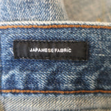 R13 Crossover Jeans Gold-Splattered Clinton Blue Denim Size 25