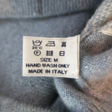 Barrie Geometric Intarsia Knit Crewneck Sweater Blue Cashmere-Wool Size Medium