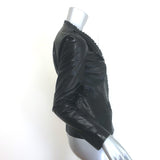 Gucci Ruffled Leather Zip-Up Jacket Black Size 42