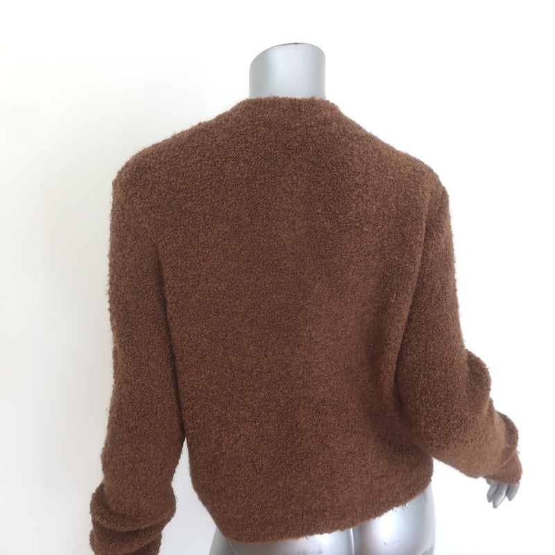 FRAME Patch Pocket Boucle Knit Cardigan Camel Wool-Blend Size Small