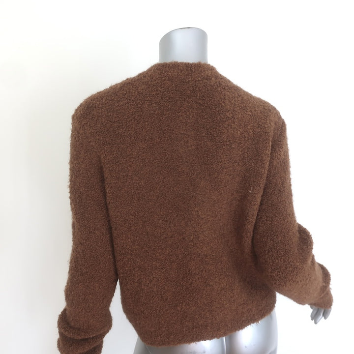 FRAME Patch Pocket Boucle Knit Cardigan Camel Wool-Blend Size Small