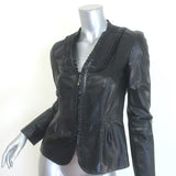 Gucci Ruffled Leather Zip-Up Jacket Black Size 42