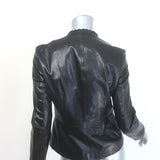 Gucci Ruffled Leather Zip-Up Jacket Black Size 42