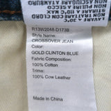 R13 Crossover Jeans Gold-Splattered Clinton Blue Denim Size 25