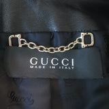Gucci Ruffled Leather Zip-Up Jacket Black Size 42