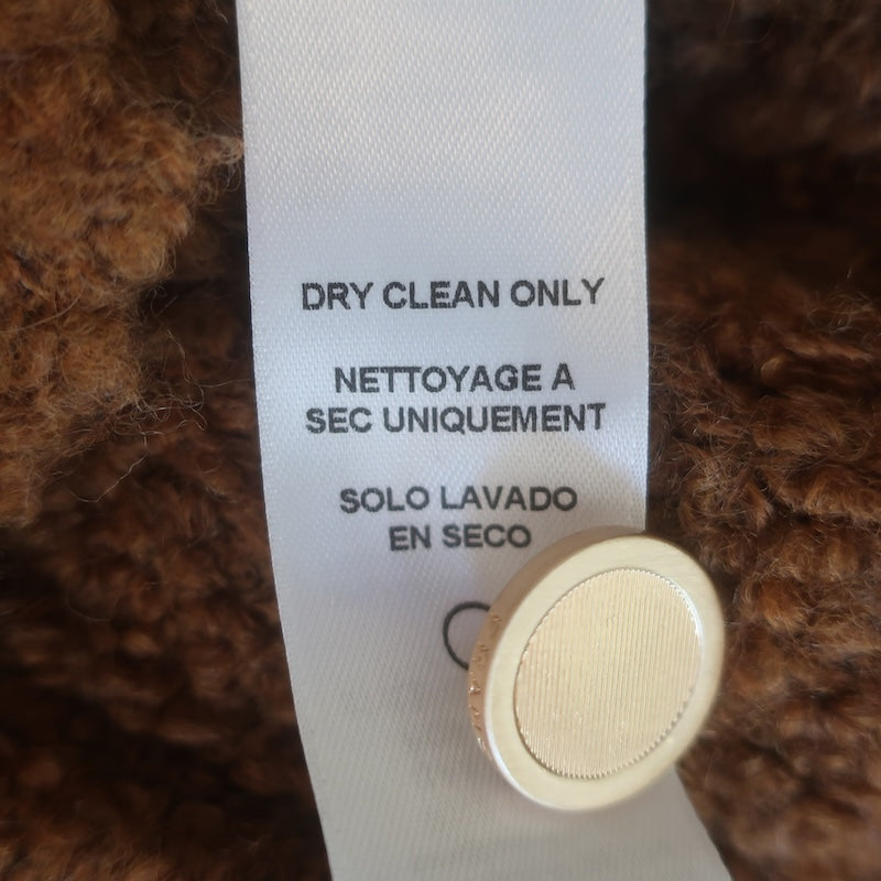FRAME Patch Pocket Boucle Knit Cardigan Camel Wool-Blend Size Small