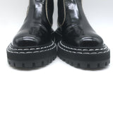Proenza Schouler Top Stitched Chelsea Boots Black Polished Leather Size 36
