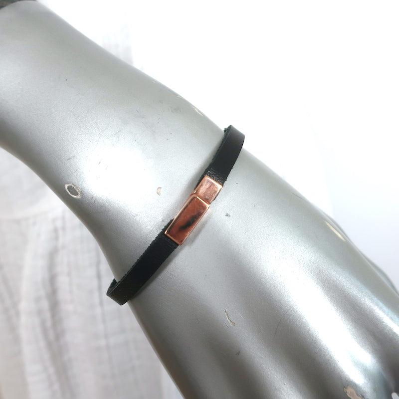 Saint Laurent ID Bracelet Black Leather Size Medium