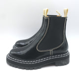 Proenza Schouler Top Stitched Chelsea Boots Black Polished Leather Size 36