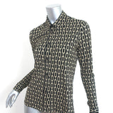 Nili Lotan Celestine Shirt Black Chain Print Jersey Size Small Long Sleeve Top