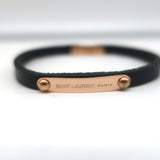 Saint Laurent ID Bracelet Black Leather Size Medium