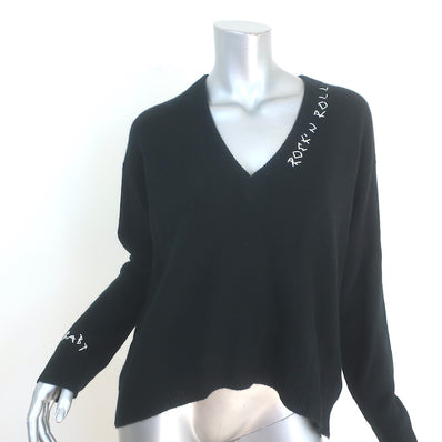 Zadig & Voltaire Miky Rock and Roll Cashmere Sweater Black Size Extra Small