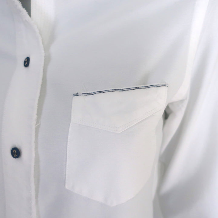 Officine Generale Benoit Raw Edge Button Down Shirt White Cotton Size Small