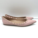 Valentino Rockstud pointed-toe ballet flats in powder pink leather, authentic pre-owned luxury