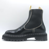Proenza Schouler Top Stitched Chelsea Boots Black Polished Leather Size 36