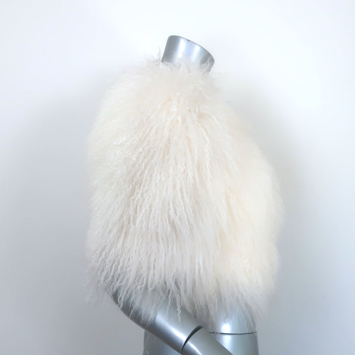 Jenni Kayne Mongolian Lamb Fur Short Sleeve Jacket White Size Medium