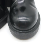 Prada Heeled Lace-Up Loafers Black Brushed Leather Size 37