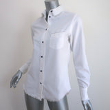 Officine Generale Benoit Raw Edge Button Down Shirt White Cotton Size Small