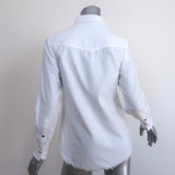 Officine Generale Benoit Raw Edge Button Down Shirt White Cotton Size Small