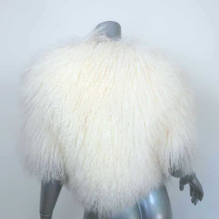 Jenni Kayne Mongolian Lamb Fur Short Sleeve Jacket White Size Medium