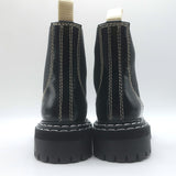 Proenza Schouler Top Stitched Chelsea Boots Black Polished Leather Size 36
