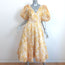 Zimmermann Postcard Puff Sleeve Midi Dress Yellow Floral Print Size 0 NEW
