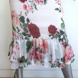 Hemant & Nandita Naaz Smocked Midi Dress White Floral Print Size Small