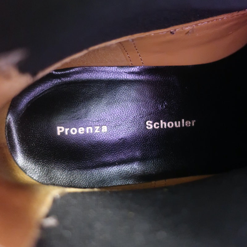 Proenza Schouler Top Stitched Chelsea Boots Black Polished Leather Size 36