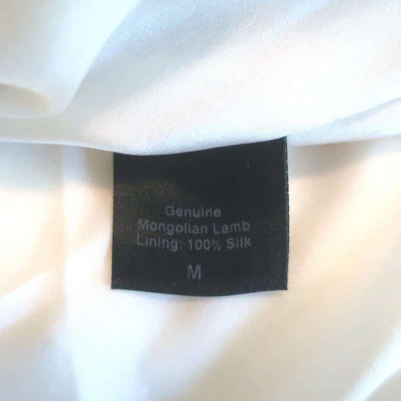 Jenni Kayne Mongolian Lamb Fur Short Sleeve Jacket White Size Medium