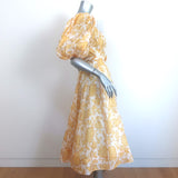 Zimmermann Postcard Puff Sleeve Midi Dress Yellow Floral Print Size 0 NEW