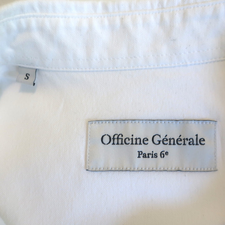Officine Generale Benoit Raw Edge Button Down Shirt White Cotton Size Small