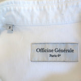 Officine Generale Benoit Raw Edge Button Down Shirt White Cotton Size Small