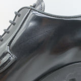 Prada Heeled Lace-Up Loafers Black Brushed Leather Size 37