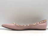 Valentino Rockstud pointed-toe ballet flats in powder-pink leather, authentic pre-owned
