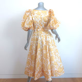 Zimmermann Postcard Puff Sleeve Midi Dress Yellow Floral Print Size 0 NEW
